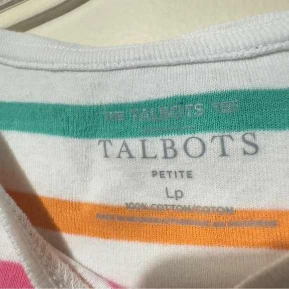 Talbots Crewneck Stripe Shirt Multicolored Woman Size LP - Picture 4 of 5